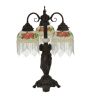 23"H Rose Bouquet 3 Arm Fringed Table Lamp
