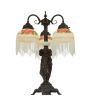 23"H Rose Bouquet 3 Arm Fringed Table Lamp