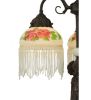23"H Rose Bouquet 3 Arm Fringed Table Lamp