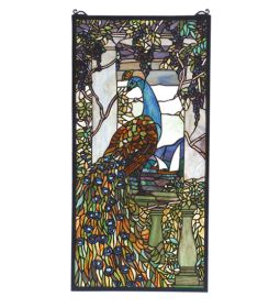 Tiffany Peacock Wisteria Stained Glass Window
