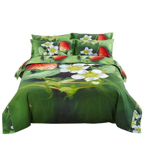 Dolce Mela - Strawberry, Nature Duvet Cover Set, Twin Bedding