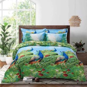 Duvet Cover Set, Queen size Pictorial Bedding, Dolce Mela - Peafowl