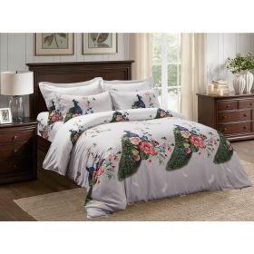 Duvet Cover Set, King Size Pictorial Bedding, Dolce Mela - Peacock