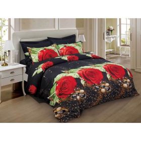 Duvet Cover Set, King Size Floral Bedding, Dolce Mela - Night Roses