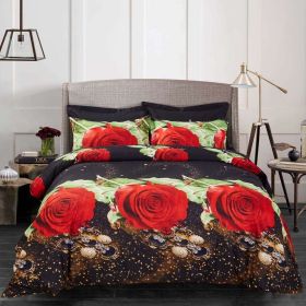 Dolce Mela - Night Roses, Duvet Cover Set, Queen size Floral Bedding