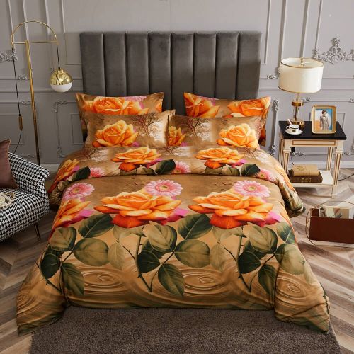 Dolce Mela Eden, Duvet Cover Set, Luxury Floral Bedding, 6 pc Queen