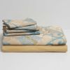 Queen Size Duvet Cover Set Jacquard Top & 100% Cotton Inside Blue/Gold