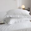 Duvet Cover Set Ruffled Bedding 100% Cotton - White 4 pc Twin