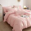 King Size 6 piece Duvet Cover Set Ruffled Bedding 100% Cotton