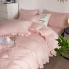 King Size 6 piece Duvet Cover Set Ruffled Bedding 100% Cotton