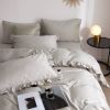 Duvet Cover Set Ruffled Bedding 100% Cotton - Grey, 6 piece, Queen