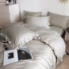 Duvet Cover Set Ruffled Bedding 100% Cotton - Grey, 6 piece, Queen