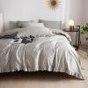 Duvet Cover Set Ruffled Bedding 100% Cotton - Grey, 6 piece, Queen