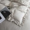 Duvet Cover Set Ruffled Bedding 100% Cotton - Grey, 6 piece, Queen