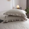 Duvet Cover Set Ruffled Bedding 100% Cotton, Grey - 4 pc Twin