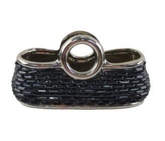 Decorative Ceramic & Glass Purse Flower Vase, 5"(H)