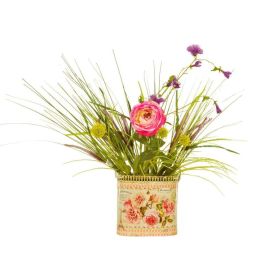French country planters vintage metal flower pots (set of 3)