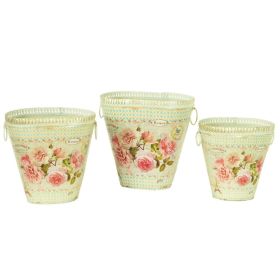 French Country Painted Metal Decorative Planters