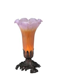 8"H Amber/Purple Tiffany Pond Lily Accent Lamp