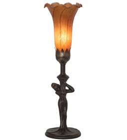 15 High Amber Tiffany Pond Lily Nouveau Lady Accent Lamp
