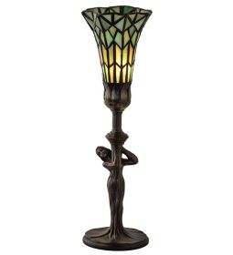 15 High Stained Glass Pond Lily Nouveau Lady Accent Lamp