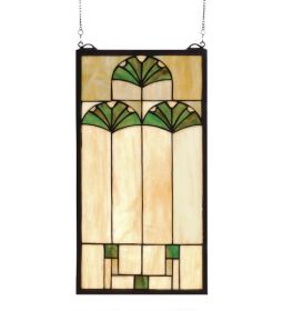 11"W X 20"H Ginkgo Stained Glass Window