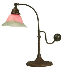 19" High Counter Balance Pink and Green Pate-De-Verre Accent Lamp