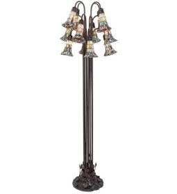 63 High Stained Glass Pond Lily 12 Light Floor Lamp