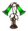 17" High Green Tiffany Pond Lily 2 Light Trellis Girl Accent Lamp