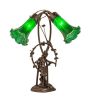 17" High Green Tiffany Pond Lily 2 Light Trellis Girl Accent Lamp