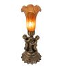 13 High Amber Tiffany Pond Lily Twin Cherub Accent Lamp