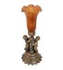 13 High Amber Tiffany Pond Lily Twin Cherub Accent Lamp