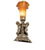 13 High Amber Tiffany Pond Lily Twin Cherub Accent Lamp