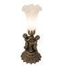 13" High White Tiffany Pond Lily Twin Cherub Accent Lamp