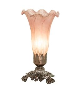 8"H Pink Pond Lily Victorian Accent Lamp