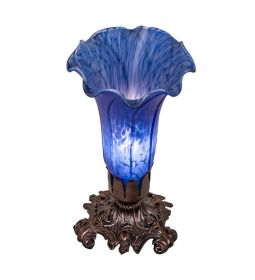8" High Blue Tiffany Pond Lily Victorian Accent Lamp