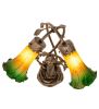 17" High Amber/Green Tiffany Pond Lily 2 Light Trellis Girl Accent Lamp