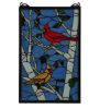 13"W X 10"H Cardinals Morning Stained Glass Window