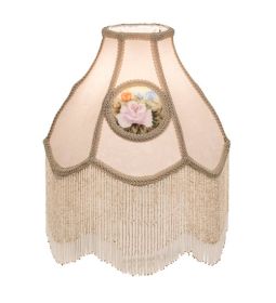 12" Wide Reverse Painted Roses W/Beads Shade
