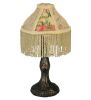10" High Fabric & Fringe Roses Mini Lamp