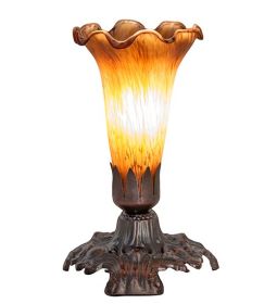 Pond Lily Victorian Mini Lamp - Amber - 7 in. ht.