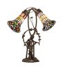17" High Stained Glass Pond Lily 2 Light Trellis Girl Accent Lamp