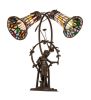 17" High Stained Glass Pond Lily 2 Light Trellis Girl Accent Lamp