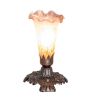 7" High Amber/Purple Tiffany Pond Lily Victorian Mini Lamp