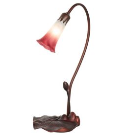 16" High Pink/White Tiffany Pond Lily Accent Lamp
