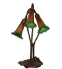 16" High Amber/Green Tiffany Pond Lily 3 LT Accent Lamp