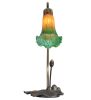 16" High Amber/Green Tiffany Pond Lily Accent Lamp