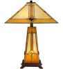 23"H Diamond Mission Lighted Base Table Lamp