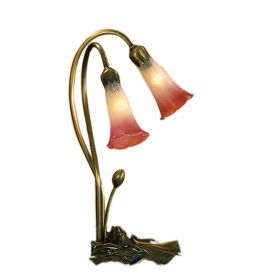 16"H Pink/White Pond Lily 2 LT Accent Lamp