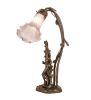 17" High Gray Tiffany Pond Lily 2 Light Trellis Girl Accent Lamp